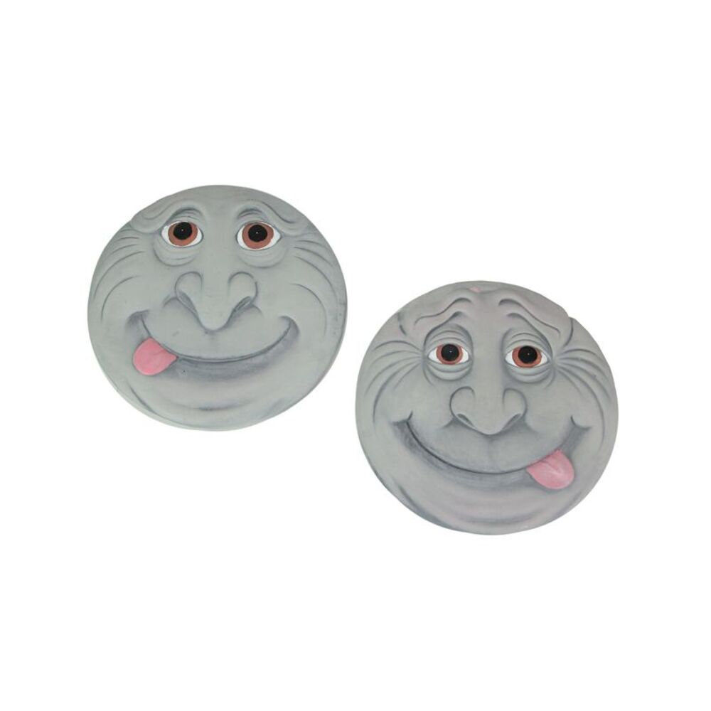 Set of 2 Silly Garden Gnome Cement Stepping Stones 10.25 Inch Diameter